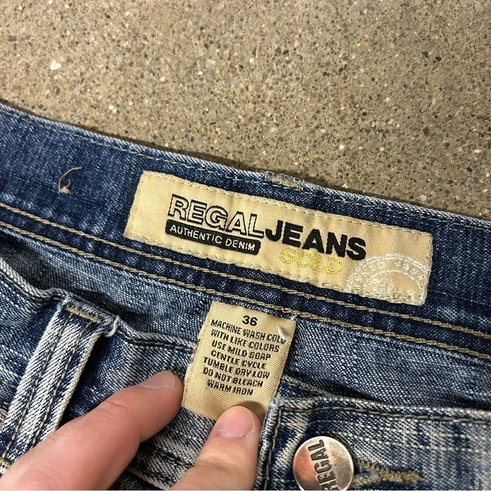 Regal Jeans Mens 36x30 Blue Y2K Baggy Wide-Leg Grunge Skater Loose Mallgoth Emo